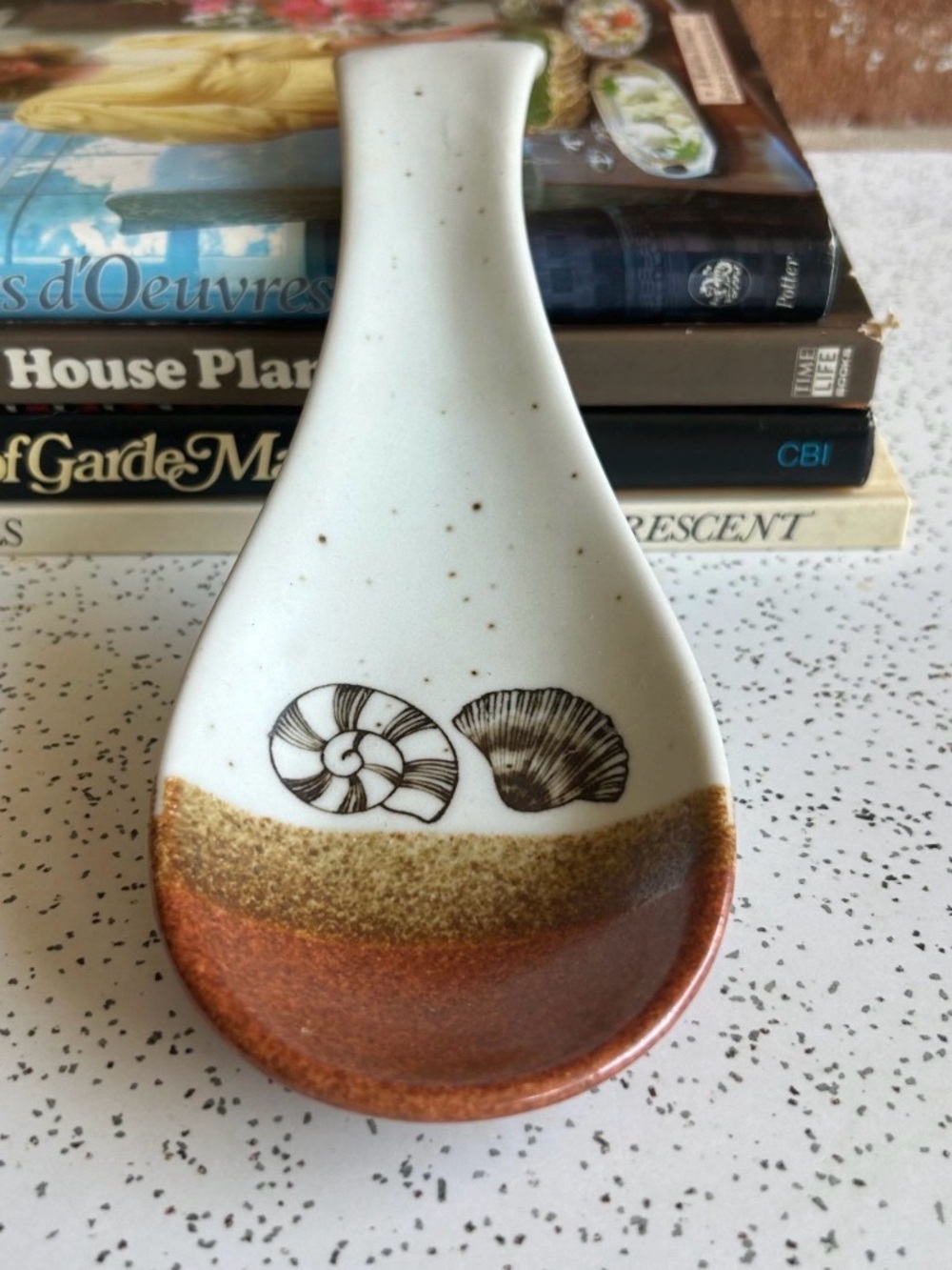 Vintage Otagiri Stoneware
Spoon Rest, Seashell..